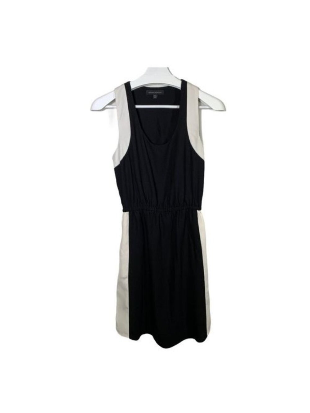 Banana Republic Womens Size 0 Black White Sheath Dress Sleeveless
